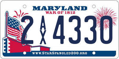 MD license plate 2AX4330
