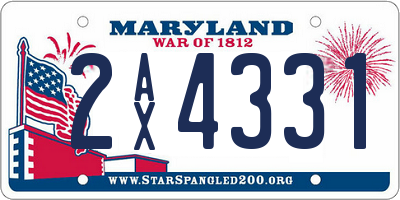MD license plate 2AX4331