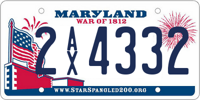MD license plate 2AX4332
