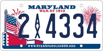 MD license plate 2AX4334