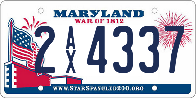 MD license plate 2AX4337