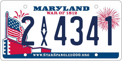 MD license plate 2AX4341