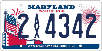 MD license plate 2AX4342