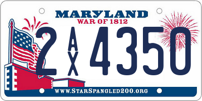 MD license plate 2AX4350