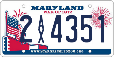 MD license plate 2AX4351