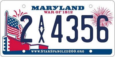 MD license plate 2AX4356