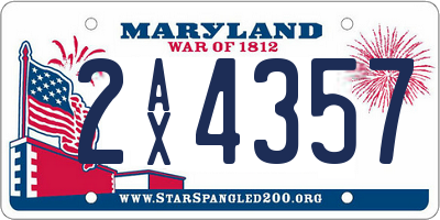 MD license plate 2AX4357