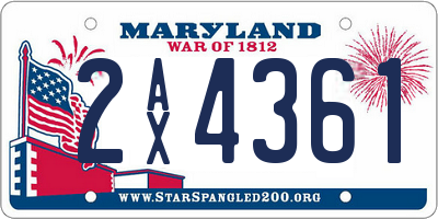 MD license plate 2AX4361