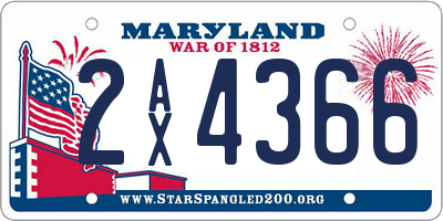 MD license plate 2AX4366