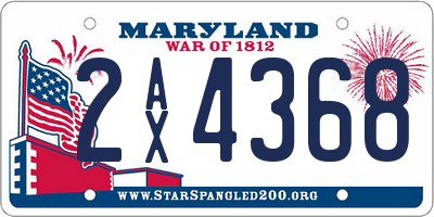 MD license plate 2AX4368