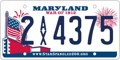 MD license plate 2AX4375