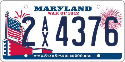 MD license plate 2AX4376
