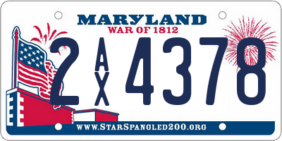 MD license plate 2AX4378