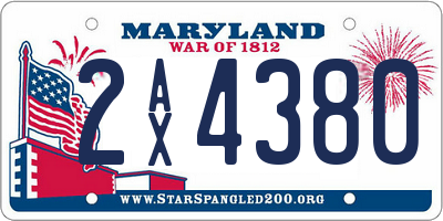 MD license plate 2AX4380