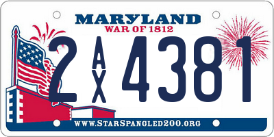 MD license plate 2AX4381