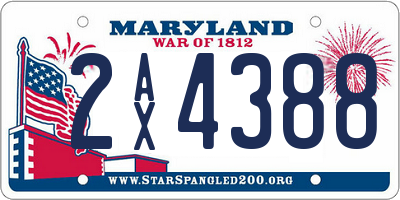 MD license plate 2AX4388