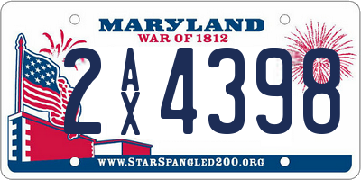 MD license plate 2AX4398