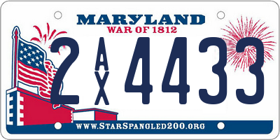 MD license plate 2AX4433