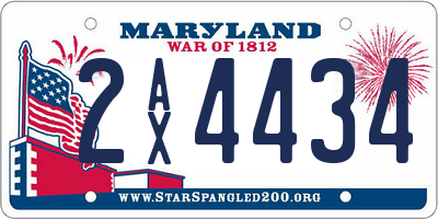 MD license plate 2AX4434