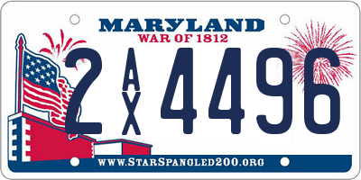 MD license plate 2AX4496