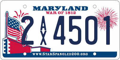 MD license plate 2AX4501