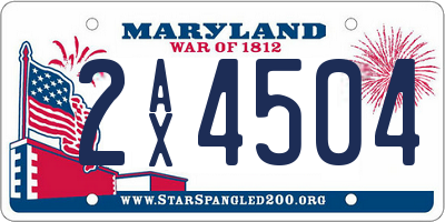 MD license plate 2AX4504