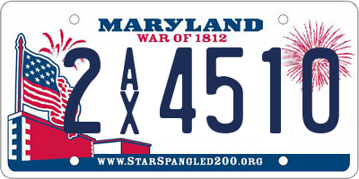 MD license plate 2AX4510