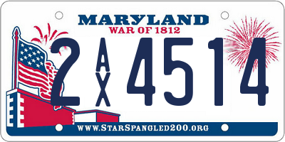 MD license plate 2AX4514