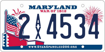 MD license plate 2AX4534