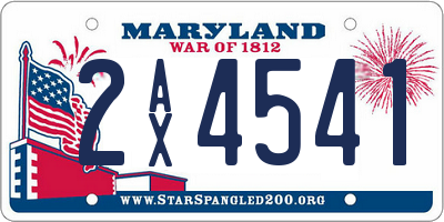 MD license plate 2AX4541