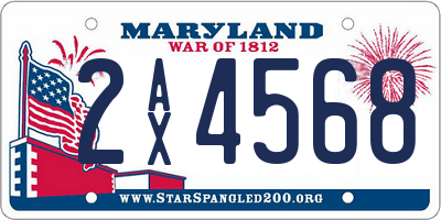 MD license plate 2AX4568