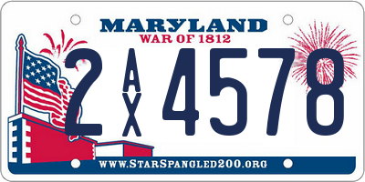 MD license plate 2AX4578