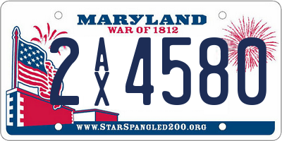 MD license plate 2AX4580