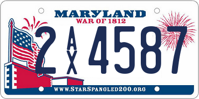 MD license plate 2AX4587