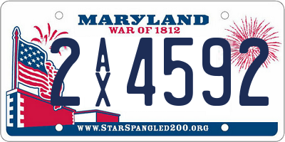 MD license plate 2AX4592