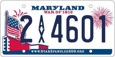 MD license plate 2AX4601