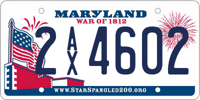MD license plate 2AX4602