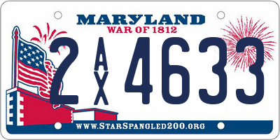 MD license plate 2AX4633