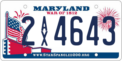 MD license plate 2AX4643
