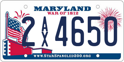 MD license plate 2AX4650