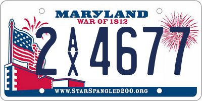 MD license plate 2AX4677