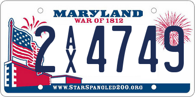 MD license plate 2AX4749