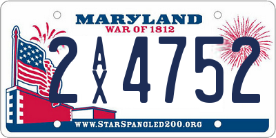 MD license plate 2AX4752