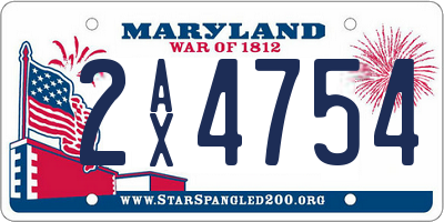 MD license plate 2AX4754