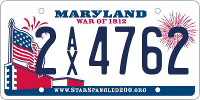 MD license plate 2AX4762