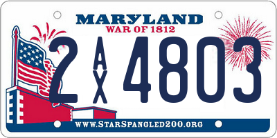 MD license plate 2AX4803