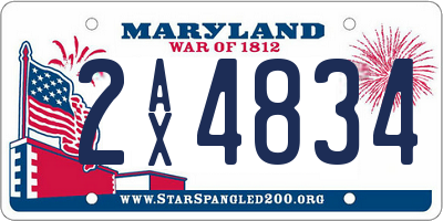 MD license plate 2AX4834