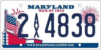 MD license plate 2AX4838