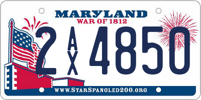 MD license plate 2AX4850