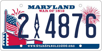 MD license plate 2AX4876